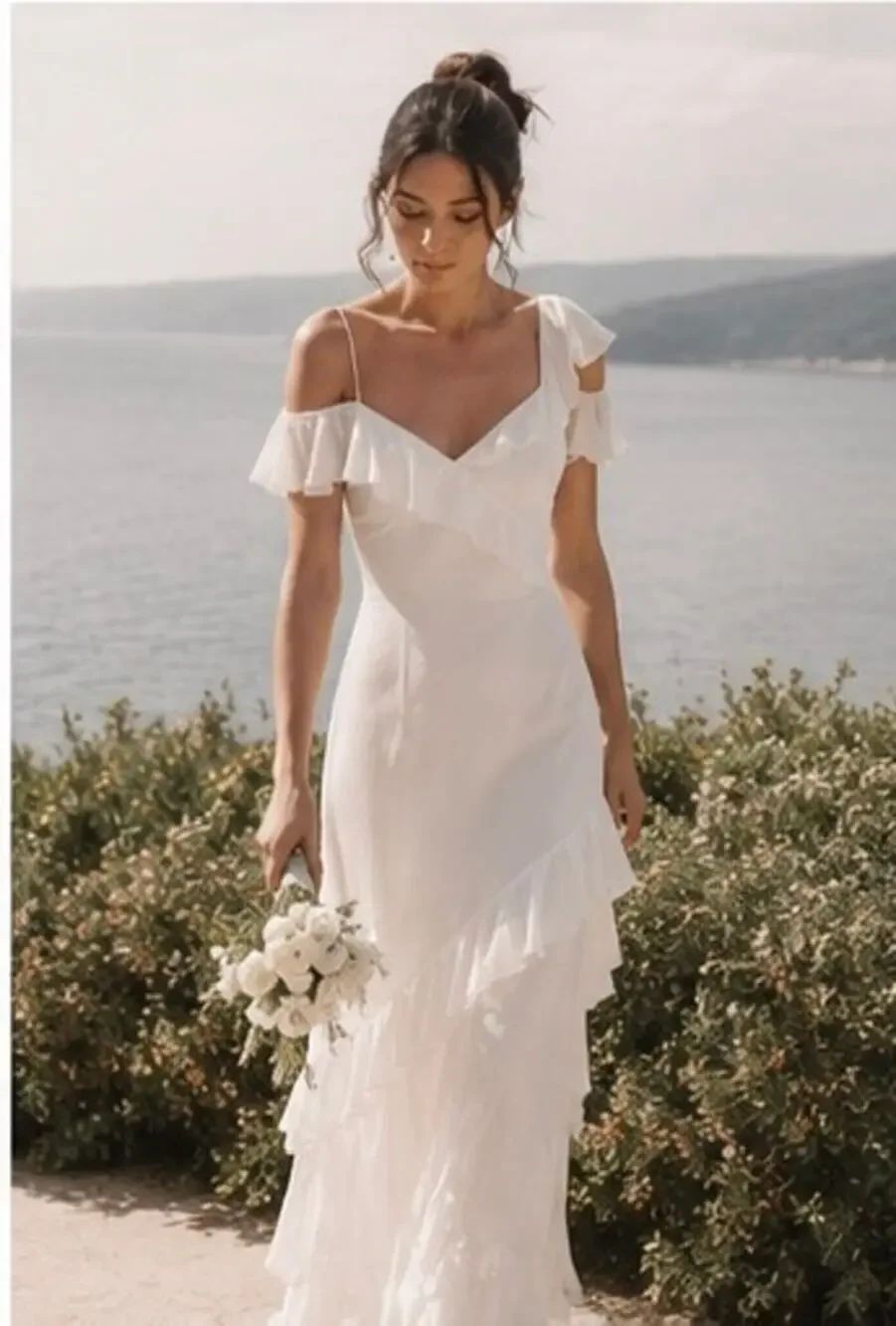NWT Reformation Rosita Ruffle Maxi Dress Ivory White Size 12